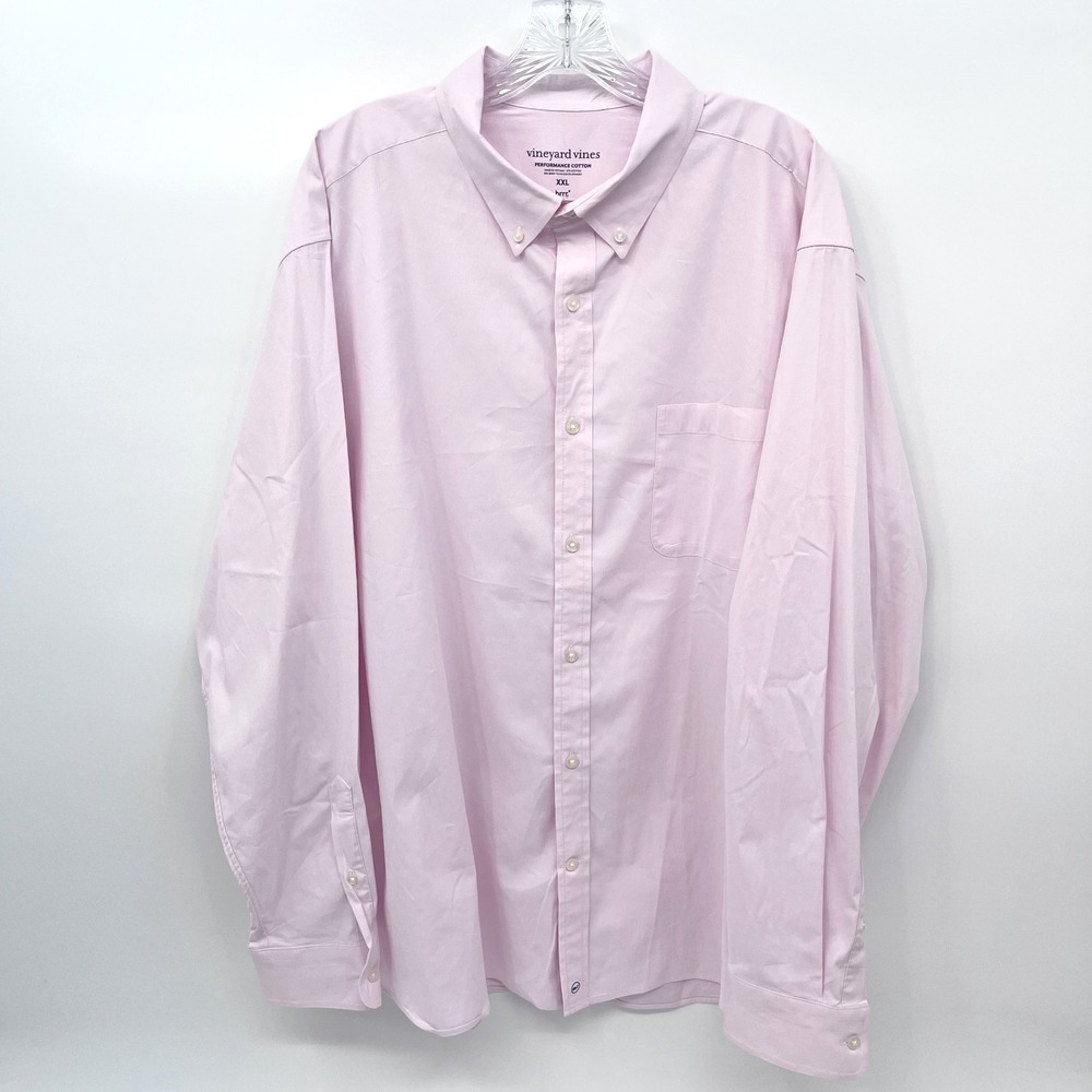 VINEYARD VINES Men's Sz XXL Pink Brrr Performance Long-Sleeve Button-Down Shirt